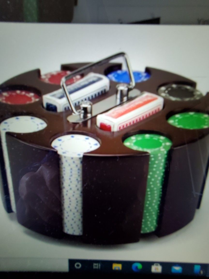 Poker Chip Set I Wooden Carousel Case