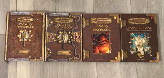 Dungeons & Dragons Player’s Handbook (2), Player’s Handbook II v3.5 (1) Complete Divine (1) Bundle