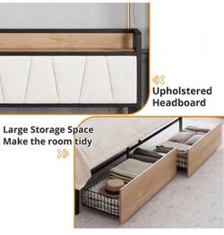 LIKE NEW California King Bed Frame – Charging Station + 2 Drawers – Moving Sale!