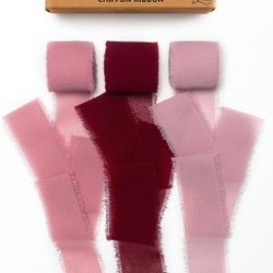 Fringe Chiffon Silk Ribbon Gauze 1.5" x 7Yd 3 Rolls