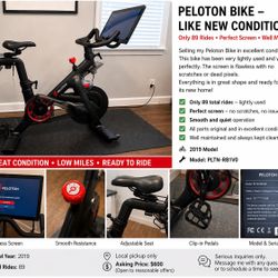 Peloton Bike – Like New (Only 89 Rides)