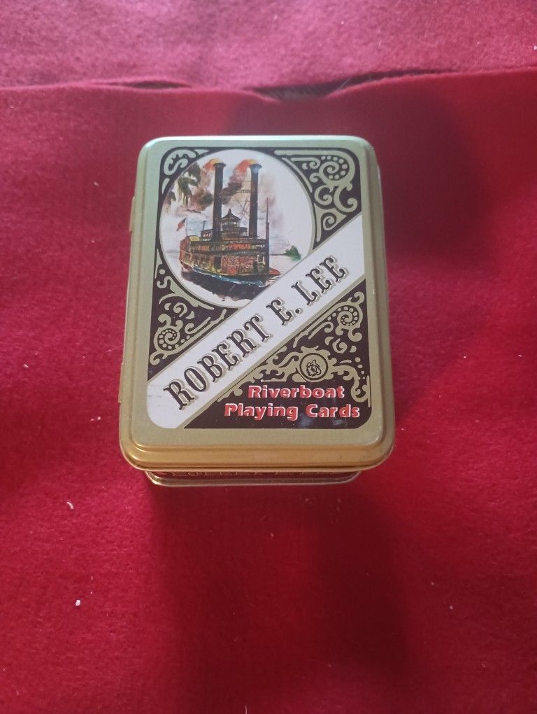 Vintage Robert E Lee River Pay Playing Cards Sealed Double Deck In Tin