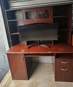 Cherry Wood Desk w Hutch