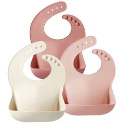 PandaEar Silicone Bibs For Babies Toddlers Girls| Adjustable Waterproof BPA Free Soft Durable Bibs
