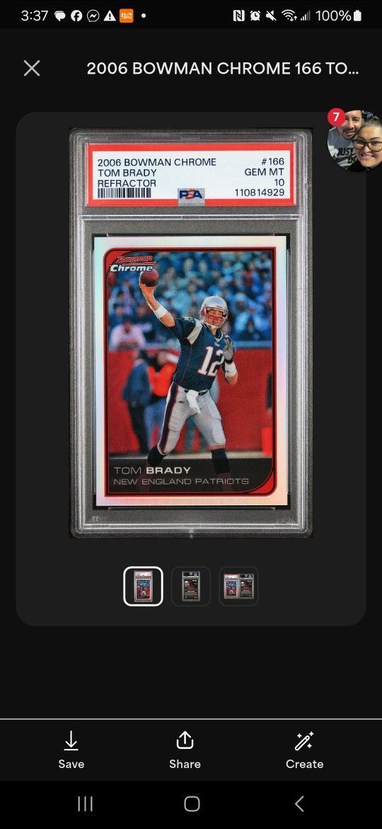 2006 Bowman Chrome Tom Brady Refractor PSA 10