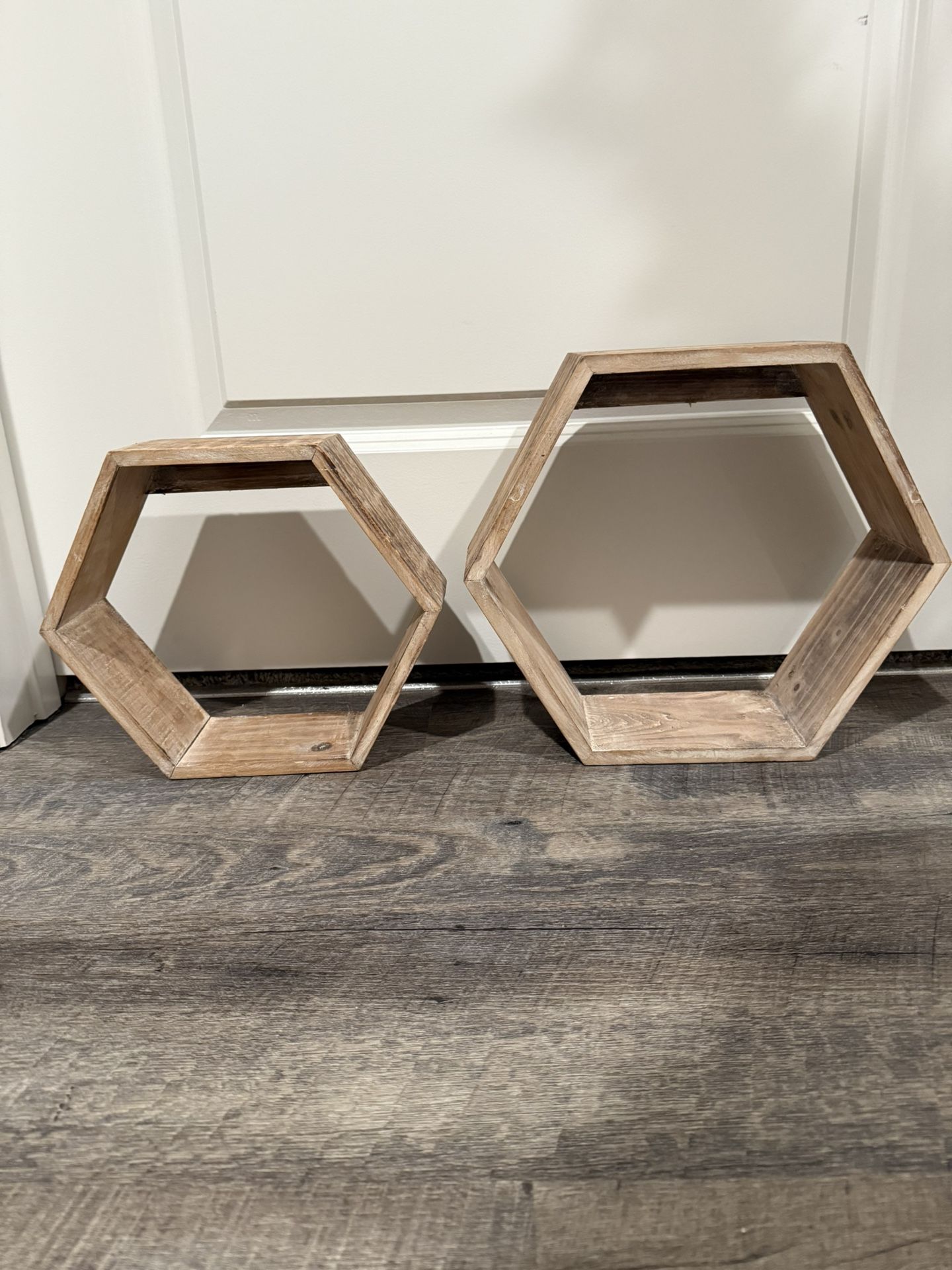 Two Honeycomb Wood Floating Shelves