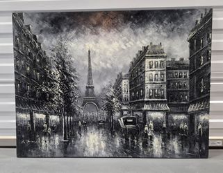 Paris Street Scene Oil Painting on Canvas