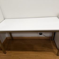White Computer Desk Table With Gold Metal Base