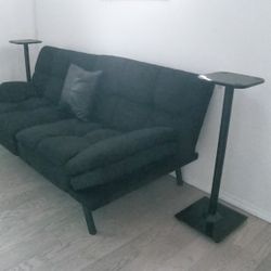 $55 Black Futon With Leather Pillow