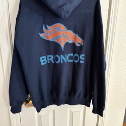 Size Large Custom Made GLITTER Broncos Zip Up Hoodie