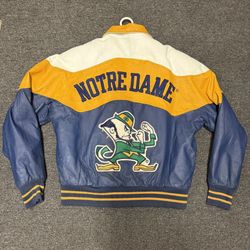 Notre Dame Leather Jacket Adult Large Vintage Letterman Fighting Irish 