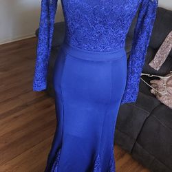 Royal Blue Mermaid Lace Dress 