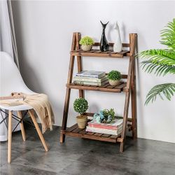 3 Tier Folding Wooden Flower Pot Stand Flower Plant