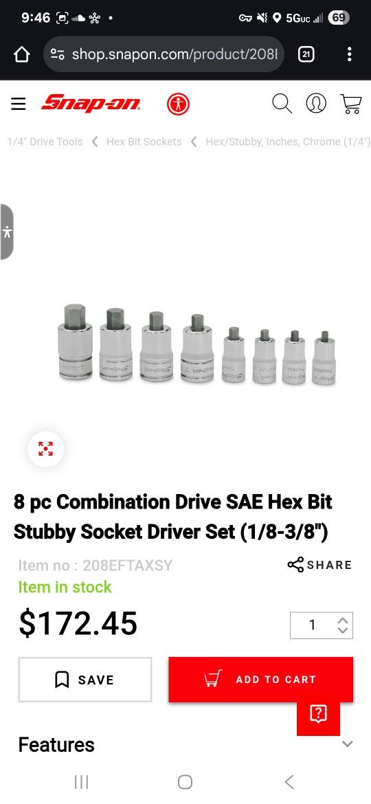 8 pc Combination Drive SAE Hex Bit Stubby Socket Driver Set (1/8-3/8")
Item no :208EFTAXSY