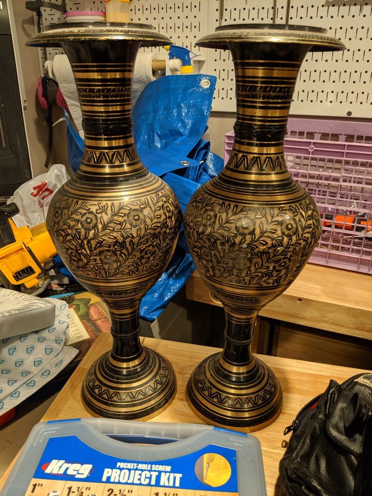 2 large vases flowers