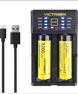 18650 Rechargeable Battery Charger 3.7V, VICTAGEN Smart Universal Charger for Batteries 3.7V Lithium-ion 180 180 170(RCR123) 1