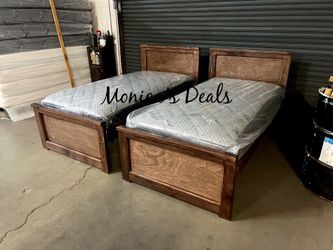 2 Twin Solid Wood Beds With Mattresses $760