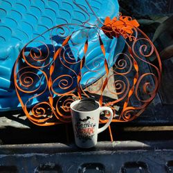 Halloween Decor Coffee Cup And Lantern Light