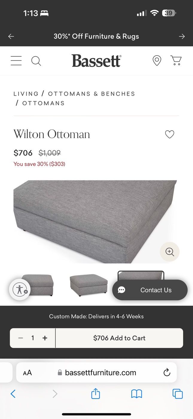 Oversized Ottoman For Sale