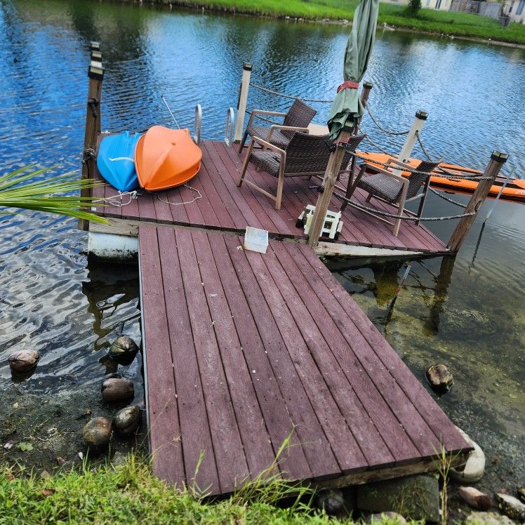 Dock, Floating Dock, Pressure Treated Base, Trex/composite Decking On Top, 10 55gal Barrels To Float It, Main dock Is 120x150, Walk Way Is 62x96
