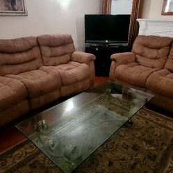 Comfortable living room set, sofa, love seat w recliner chair