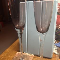 Ameythst Long Stem Wine/Champagne Glasses Set of 2