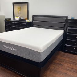 MODERN NEW BLACK QUEEN BEDROOM SET ON SALE ONLY $999. KING SET $1099. IN STOCK SAME DAY DELIVERY 🚚  EASY FINANCING 