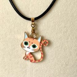 Orange Tabby Cat Necklace 