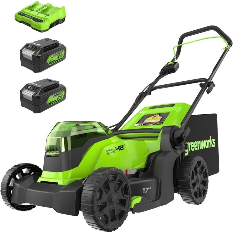 17 in. 48-Volt (2 x 24V) Battery Cordless Walk Behind Push Lawn Mower w/ 4.0 Ah Batteries & Dual cha
