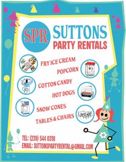 Party equipment, table and chairs