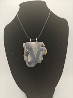 Raw Agate Slice Pendant Necklace