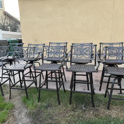 set of 10 heavy cast aluminum outdoor patio bar stool swivel super sturdy durable