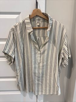a.n.a Striped Short Sleeve Blouse