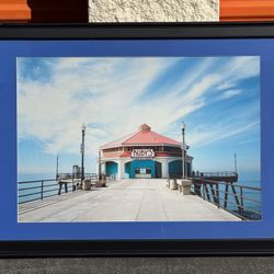 Huntington Beach Pier – Ruby’s Diner Large Framed Photo (Coastal Wall Art)