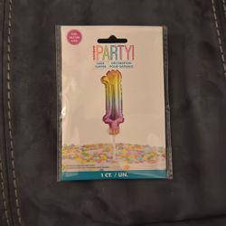 New In Package Unique Party 5 Inch Rainbow Number 1 Cake Topper Balloon Party Decoration 