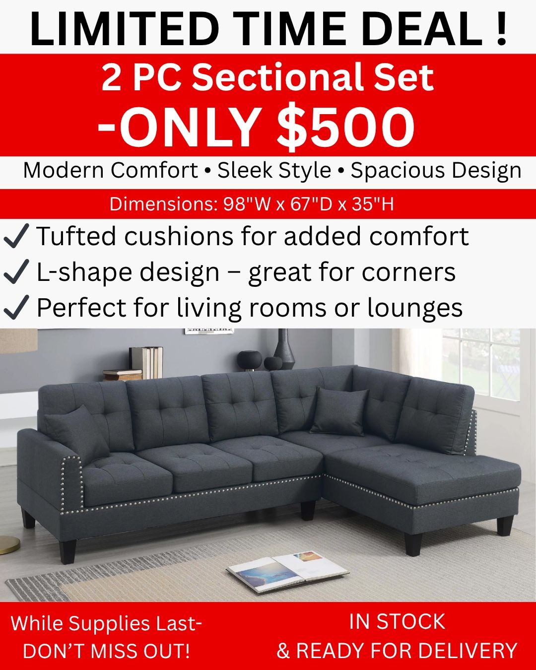 2 Pc Sectional Set