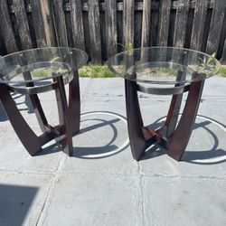 Two Side Tables With Glass 24”D X 24”H In Good Condition $50 Firm On Price