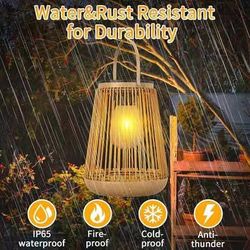 2 pack Solar Lanterns Outdoor Waterproof, KagoLing Outdoor Solar Lanterns Gifts for Women Mom Grandma, Woven Garden Decor, Rattan Lantern Decoration f
