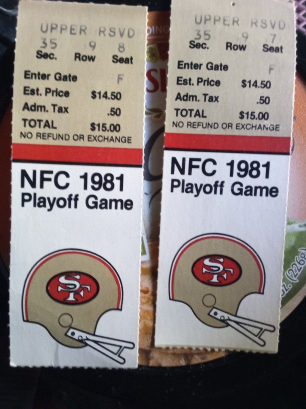 49ers Playoff Ticket Stubs 1981