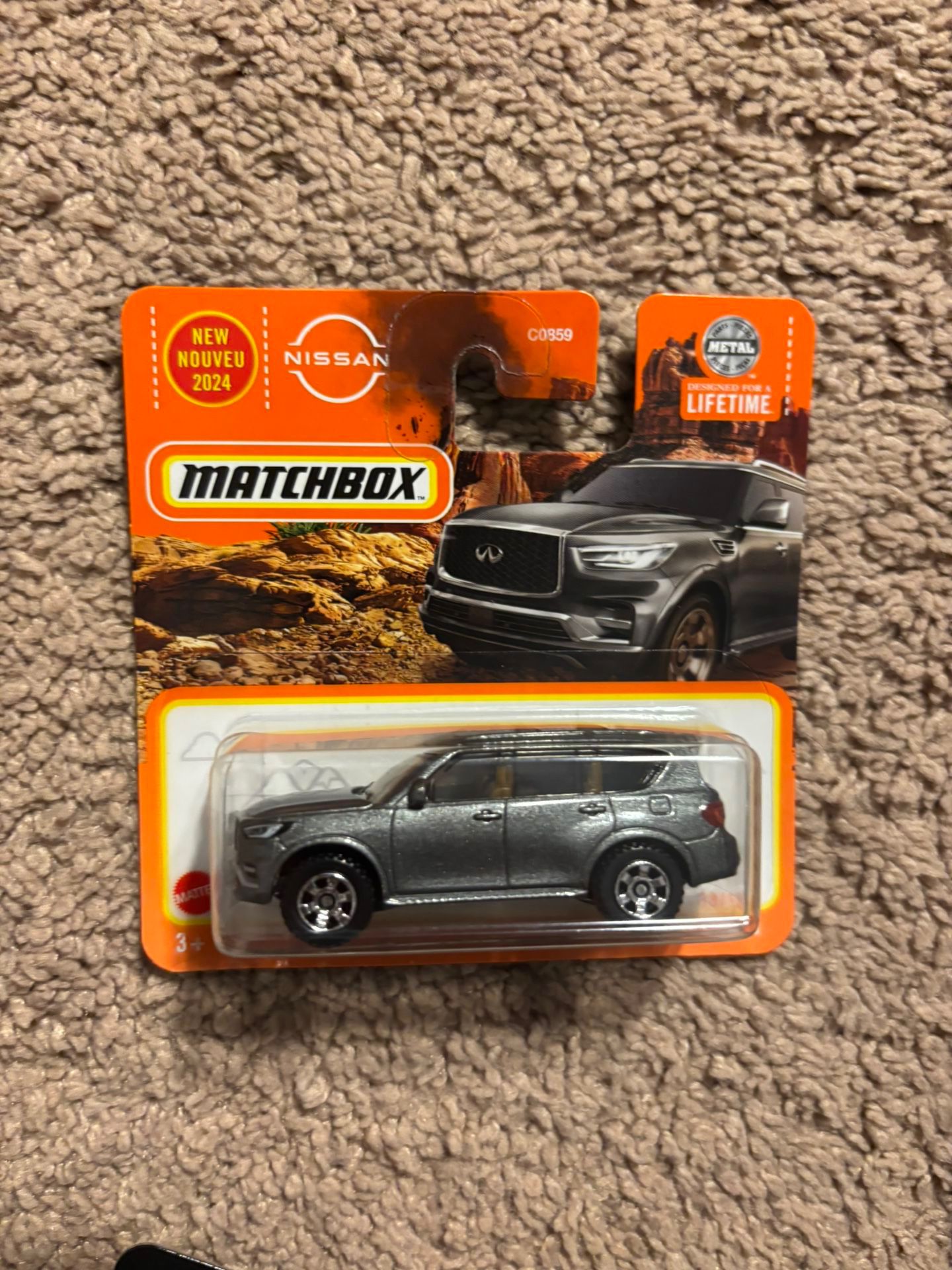 Matchbox 2024 Series Car SHORT CARD Gray 2022 INFINITI QX 80