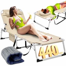 NAIZEA 3 in1 Sun Tanning Chair with Mattress Summer Lounger Chair &Face Arm Hole
