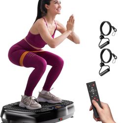 NEW - Vibration Plate Exercise Machine with resistance bands and massage beads
