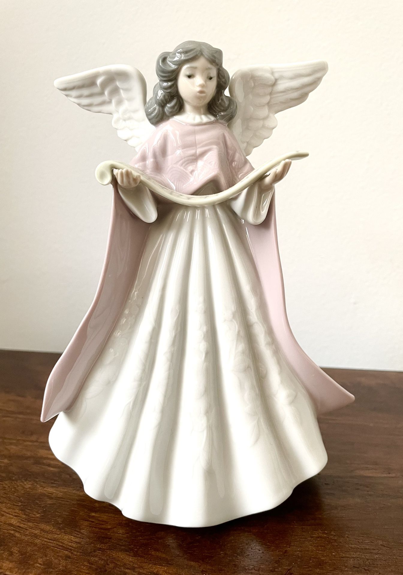 Lladro Angel Tree Topper Figurine Music Pink Dress Stars 7” Glossy Porcelain