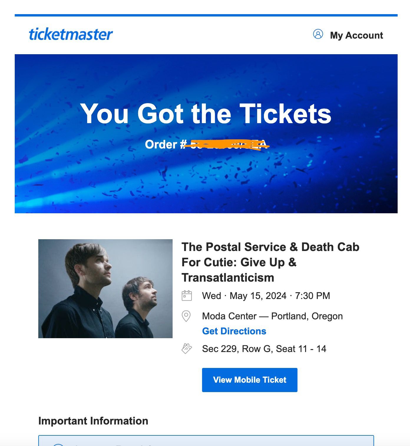 Postal Service Tickets - May 15th!