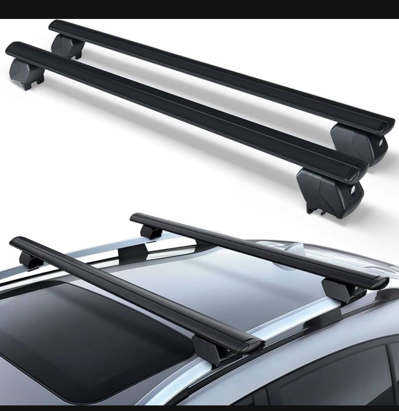 New 53" Heavy Duty 300 LBS Universal Roof Rack Cross Bars Compatible with Flush & Raised Side Rails, Fit Most Vehicles SUVs, Lockable & Adjustable Car
