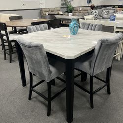 5PC Gray Counter Height Dining Table Set 