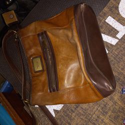 Tignanello Brown Two Tone Leather Crossbody Bag

