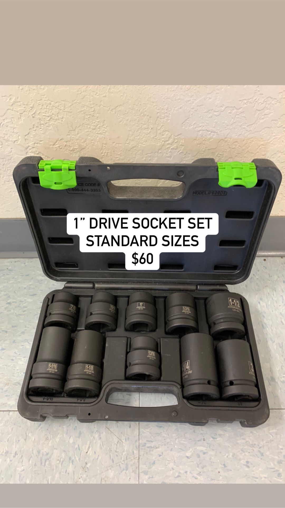 Pittsburgh 1” Socket Set Standard Set #25790
