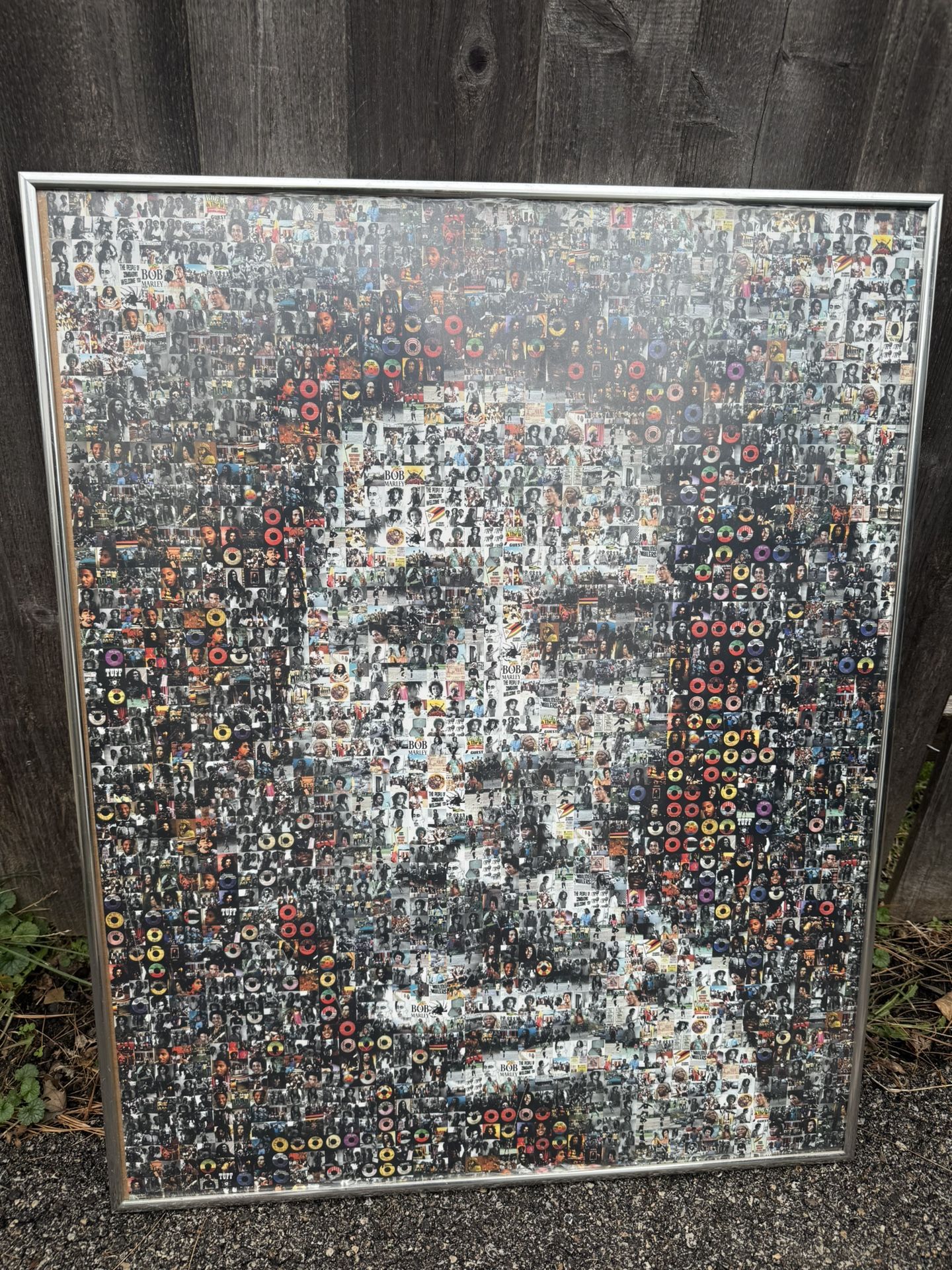 Framed BOB MARLEY, PHOTOMOSAIC BY ROBERT SILVERS,  1998 POSTER  63cm x 78 cm 