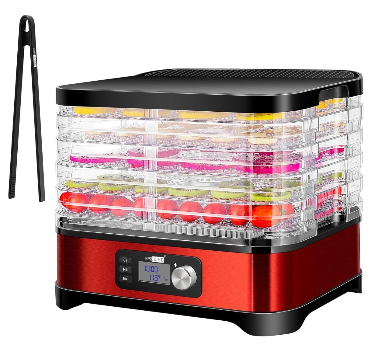 VIVOHOME Food Dehydrator Machine, 5 Trays Meat Hydrator with 48H Digital Timer and Temperature Adjustable 95-176℉ for Fruit Vegetable Beef Jerky Maker